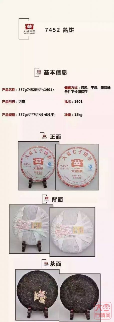 大益普洱茶投资分析：新品上市1601 7452 芳村最新行情价格