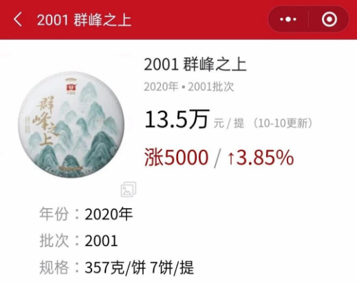 从2001群峰公布信息窥视国庆后的大益茶巿,哪些茶有机会?